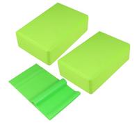 GATHINESS 3pcs Dance Auxiliary Tools Set High Density Yoga Blocks 2pcs and 1.5m 18lb Resistance Pull Strap in Green for Beginner Ballet and Home Practice