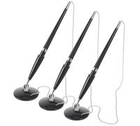 GATHINESS 3pcs Desktop Sign Pen Set with Fixed Base, Smooth Writing Professional Ballpoint Pens in Black Plastic for Banks and Hotels, for School Season Decor and Guest Book Signing
