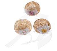 GATHINESS 3pcs Funny Small Pet Hat for Chickens and Hamsters, Lightweight Breathable Mini Costume Headwear Made of Bamboo and Gauze, for Birthday and Social Media Sharing