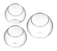 GATHINESS 3pcs Glass Air Plant Planter Set with Slant Design for Indoor Use, Modern and Elegant Style Suitable for Party Table and Birthdays, Multiple Uses with Burr-free Finish