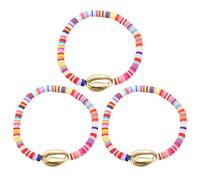 GATHINESS 3pcs Hawaii Style Shell Bracelets Handmade with Soft Pottery and Real Shells, Strong and Eye-catching Design, Travel Souvenirs Or Employee