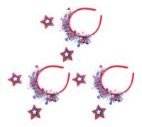 GATHINESS 3pcs Independence Day Star Headbands for Women with Glitter Felt Material, Stable Fit, Patriotic Red White Blue Accessories for Fourth of July and Game Days
