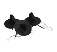 GATHINESS 3pcs Traditional Korean Hat for Dance Performance and Cultural Festivals, Black Flat Top Hat with Wide Brim, Secure Fit and Stable Design, Authentic Historical Style with Delicate