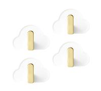 GATHINESS 4 Pcs White Cloud Shape L-Shape Wall Hooks Adhesive Design No-Punch Installation Abs Material for Kitchen and Bathroom Hat and Bag Hanging
