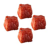 GATHINESS 4Pcs Artificial Diced Beef Cubes Simulation Beef Block Model Realistic Fake Meat Prop for Food Photography and Pretend Play