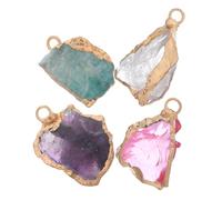 GATHINESS 4pcs Irregular Crystal Pendant Raw Stone Charm for Jewelry Making, 12-25mm, Zinc Alloy, Smooth Handmade Finish, for Necklaces and Daily Wear