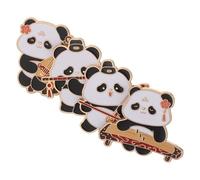 GATHINESS 4pcs Panda Brooch Pin Set Featuring Chinese Traditional Style Cartoon Musical Instrument Design, Alloy Material with Longterm Shine, for Shirt Collar Decor and Bags, for Cultural