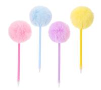 GATHINESS 4pcs Pom Pom Pen Ballpoint Pen 7.78x2.75x2.75in Plush Material Portable Smooth Writing School Use for Students