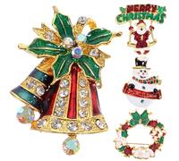 GATHINESS 4pcs Set Christmas Brooch Rhinestone Crystal Pins for Women, Alloy Material with Shining Look, Suitable for Everyday Wear and Matching Hats Or Shawls, Stylish Party