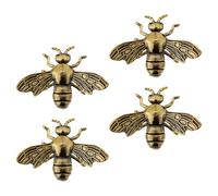 GATHINESS 4pcs Vintage Brass Bee Figurines Small Animal Statue Set, Meticulously Crafted Miniature Bumblebee Sculptures for Home, Bookshelves, and Desk Decoration