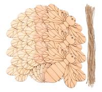 GATHINESS 50 Sets Bee Shape Wooden Slices Smooth Natural Wood Material Not Easy to Break Or Deform Hand-Painted Craft Assorted Color Home Decoration