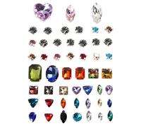 GATHINESS 50pcs Glass Rhinestones Teardrop Water Drop Shape with Silver Flat Base for Sewing DIY Garment Decoration Assorted Colour Shiny Scratch Resistant Costume Random Color Assorted