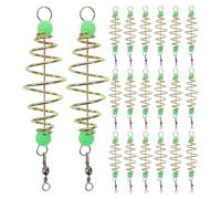 GATHINESS 50pcs Luminous Olive Shape Fishing Bait Holder with Glow Beads Spring-loaded Carbon Steel Fishing Accessories for Saltwater and Freshwater
