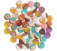 GATHINESS 50pcs Resin Cabochons Beads without Hole Flatbacks with Wood Patches for Bracelets and Earrings DIY Jewellery Making Accessories for Festivals and Birthday Crafts Random Color