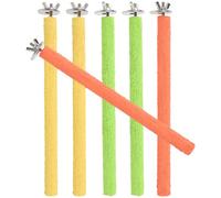 GATHINESS 6pcs Assorted Color Bird Perch Grinding Stick for Parakeets and Small Birds Reusable Quartz Sand Material Fits Most Cages Cage Accessory