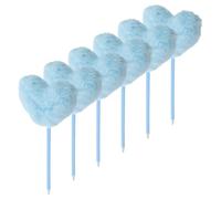 GATHINESS 6pcs Heart-shaped Fluffy Ballpoint Pens and Women, Plush Plastic Material with Comfortable Grip, Versatile Cute Blue Pom Pom Pens for Office and Journaling