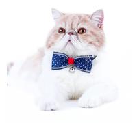 GATHINESS Adjustable Blue Cat Collar with Bowknot and Bell Stylish Ribbon and Plastic Material Pet Collar for Kitten and Cat Outdoor Walking Lovely Fashion Accessory