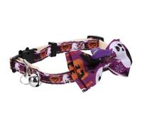 GATHINESS Adjustable Decorative Cat Collar with Bell, Polyester Material, Halloween Themed Pattern for Pets, for Halloween or Pet Birthday Party, Fits Neck Circumference 18-32cm