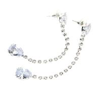 GATHINESS Alloy Threader Earrings with Long Serving Life and Not Easy to Break or Deform 1 Pair Silver Teardrop-shaped Ear Accessories for Christmas or Dancing Party Ear Accessories
