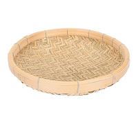 GATHINESS Bamboo Woven Storage Basket Natural Food Sieve Simple Idyllic Style with Draining Function , Handmade Khaki Storage and Organizing for Home and Restaurant Use for Snacks and Rice