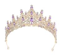 GATHINESS Baroque Rhinestone Tiara Gold Purple Crown Hair Accessory for Brides Bridesmaids Weddings Birthdays Proms