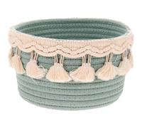 GATHINESS Basket Rope to Delicate and Shape Handle with Easy Strong Premium Green Crochet Cotton Woven Storage for Bookshelf and Nightstand Home Decoration