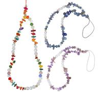 GATHINESS Beaded Phone Charm Straps 3 Pcs with Stones and Artificial Pearls Nylon String Phone Lanyards Wrist Straps for Decorating Bags and Keys, Elegant and Fashionable Accessories