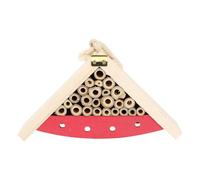 GATHINESS Bee House Wooden Outdoor Cabin with Painted Pink Finish Smooth Surface Insect Shelter for Garden Bees Butterflies and Bugs Hanging Design