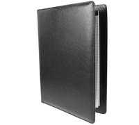 GATHINESS Black Pu Paper Portfolio Folder with Metal Clips and Slots | Interlayer Document Bag, Flexible Pen Holder, Office and Conference Use, Holds Cards and Business Cards