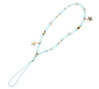 GATHINESS Blue Beaded Phone Charm Strap Crystal and Alloy Material with Five-pointed Star Pendant Anti-lost and Easy Installation, Chic Wrist Lanyard for Phone Case and Camera Accessories