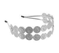 GATHINESS Boho Double Layer Metal Coin Headband for Women Comfortable Tribal Belly Dance Hair Accessory Silver Ethnic Festival Hair Jewelry Versatile Egyptian Style Hairband for Weddings