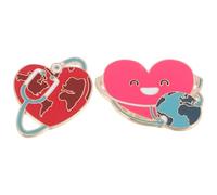 GATHINESS Brooch Stylish with Easy Attachment Shapes Alloy Material Nurse 2pcs Pin Set Featuring Heart and Globe Design Promoting Awareness, for Staff and Nurses