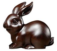 GATHINESS Chinese Zodiac Rabbit Wood Carving Statue Bunny Figurine Black Wood Material Stable Structure Use Gift for Friends Colleagues Indoor Decoration
