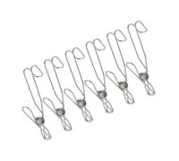GATHINESS Clothes Clips Sock Clips Stainless Steel with Hooks 6pcs Windproof Clothing Clamp and Strong Hold Multi-Function for Household Use and Party at Home for Laundry and Bathroom