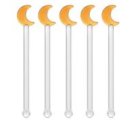 GATHINESS Cocktail Mixer 5Pcs Glass Drink Stirring Sticks 5.11X0.59X0.39In Mini Swizzle Rods with Safe Smooth Surface for Home and Party