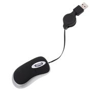 GATHINESS Compact Wired USB Optical Mouse with 3 Keys 1000 Dpi Black | Mini Telescopic Cable, Plastic Body, PC and Usb-a Port Use, Office and Conference Rooms