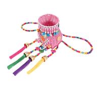 GATHINESS Decorative Basket Woven Plastic Sundries Holder with Tassel, Good Tool for Storage, Not Easy to Break, Ethnic Style Suitable for Daily Life
