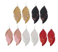 GATHINESS Ear Dangle Earrings Fashion Teardrop Dangle Ear Jewelry Black Sequin Leather 1 Pair for Women Suitable for Casual Look and Party