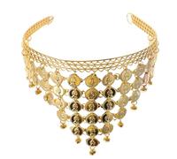 GATHINESS Elegant Belly Dancing Headband for Women Lightweight Golden Alloy and Pvc Material Coin Tassels Producing Crisp Sound Comfortable for Wearing for Practice Use and Belly Dancing
