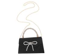 GATHINESS Evening Clutch Bag Women's Evening Bag Black Metal Polyester Elegant Rhinestone Bow Sequin Clutch Purse for Formal Events