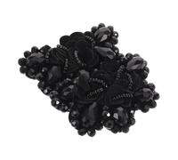GATHINESS Flower Embellishments for Shoes, 1 Pair Black Crystal Clip-on Buckles with Polyester, All-Day Comfort Decorative Shoe Clips for Wedding and Parties, Women