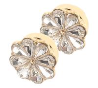 GATHINESS Flower-shaped Button Covers Elegant Jewelry Accessories 2pcs Crystal Floral in Golden Alloy Adorned with Sparkling Rhinestones to Grace for Women for Tuxedo