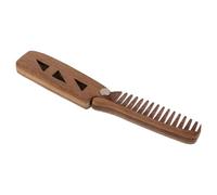 GATHINESS Foldable Beard and Mustache Comb Wooden Wide Tooth Coffee with Pu Protective Case for Hair, Gentle Combing, Men and Women