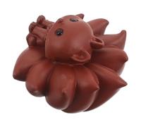 GATHINESS Fox Figurine Tea Pet Made of Purple Clay Elegant Brown Kungfu Water Tea Tray Accessory Ornament and Office Decoration