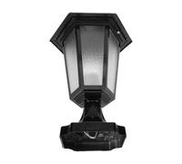GATHINESS Gate Pillar Lamp Six Sided Metal Glass Black Outdoor Post Light