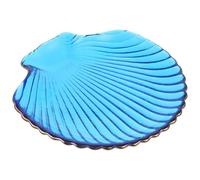 GATHINESS Glass Shell Shape Snack Dish Fruit Tray with Ocean Theme, Microwave and Dishwasher Safe Blue Glass Candy Serving Tray for Dining and Entertaining