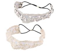 GATHINESS Hair Design Accessories Decoration Cloth with Bead Delicate 2pcs Elastic Lace Beaded Headbands Practical Elegant for Everyday Wear Festivals and Women
