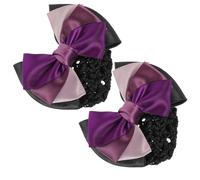 GATHINESS Hair Easy for Daily Occasions to for Fall Not Decorating 2pcs Purple Three-layer Bow Bun Net Clip Metal Oxford Cloth Hair Accessory with Stable Wearing Women Work