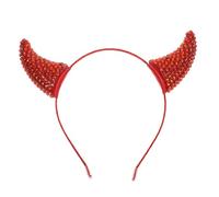 GATHINESS Halloween Devil Horn Headband Comfortable Plastic and Metal Material with Sparkling Red Rhinestones, Easy to Wear Fancy Dress Accessory for Birthday Party and Halloween Party