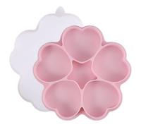 GATHINESS Heart Shape Burger Patty Mold Silicone 5-Grid Nonstick Meat Pie Maker with Comfortable Handle for Kitchen Use and Outdoor BBQ, Pink and White